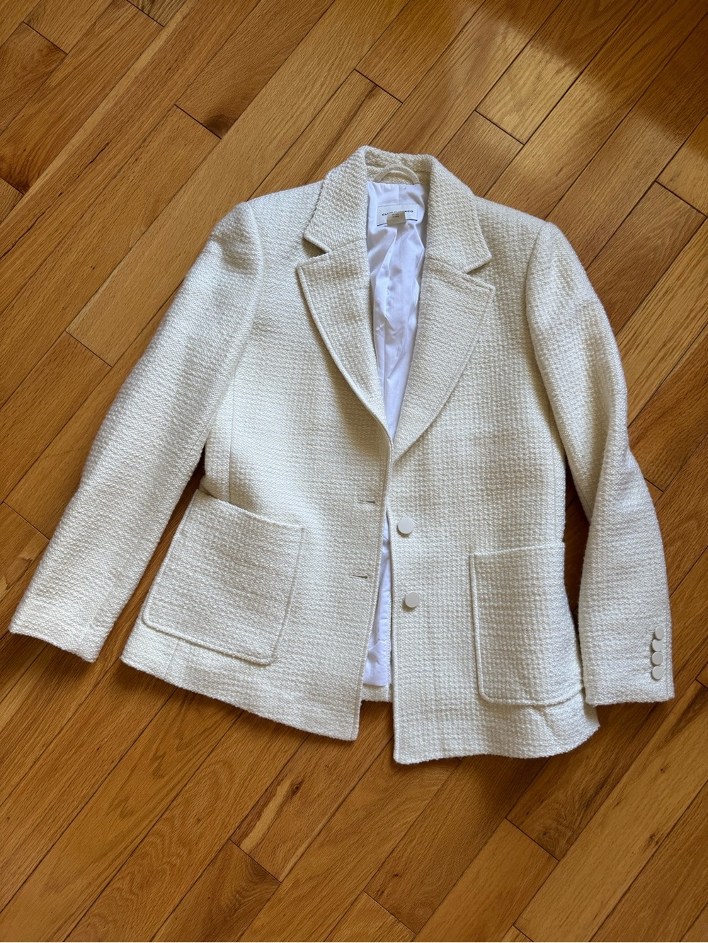 Club Monaco Cream Textured Tailored Blazer